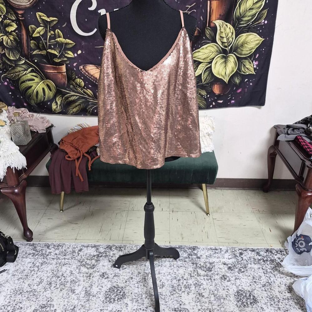 Rose gold sequin slip dress